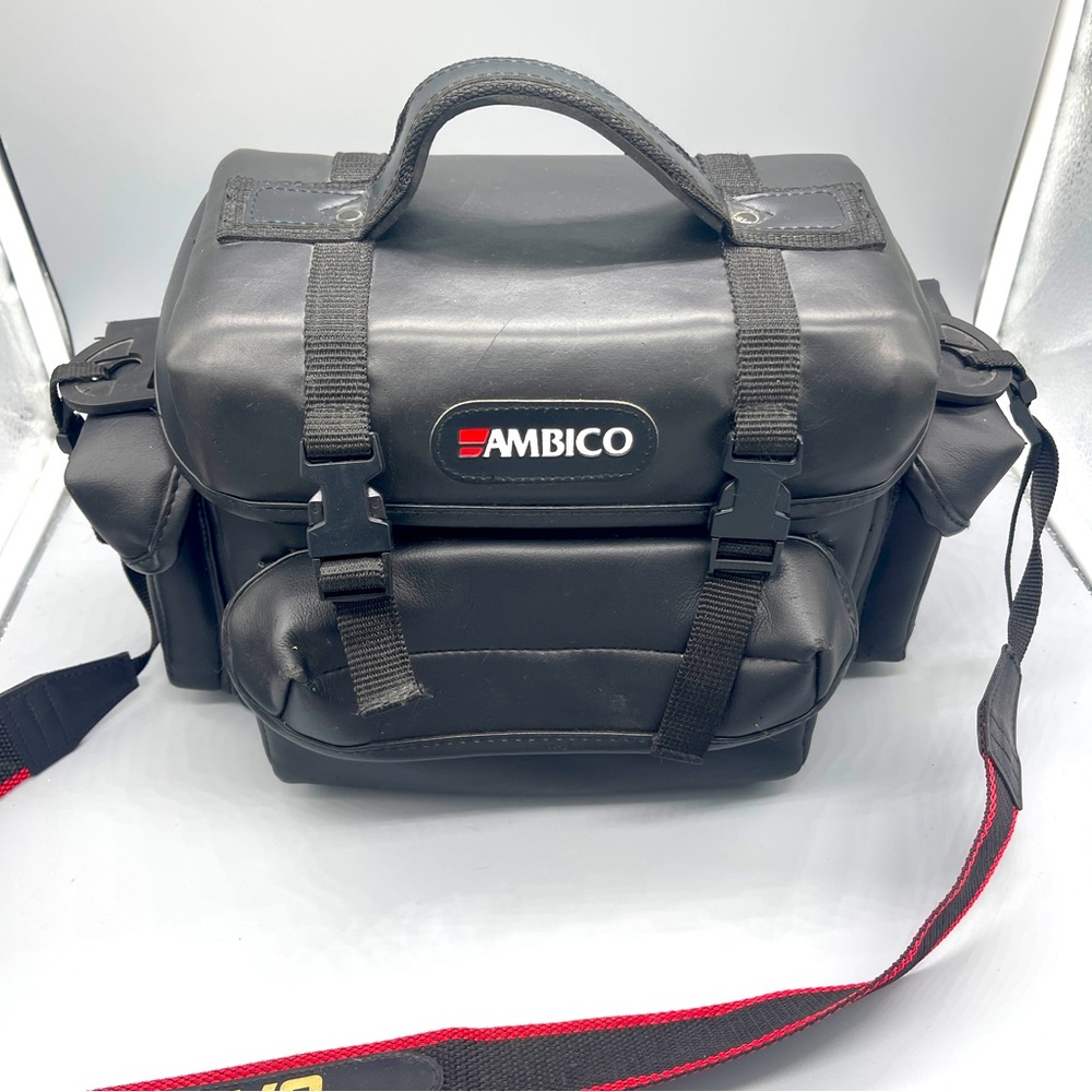 Ambico JVC Soft Leather Camera Bag Storage Pockets Adjustable Compartment Black
